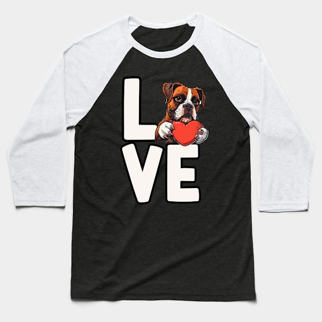 Boxer Love Baseball T-Shirt by The Jumping Cart